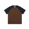 Camiseta raglán de peso pesado AG260 g, a juego de colores, guía de llegada, algodón peinado, manga corta, algodón estampado, camiseta corta de algodón