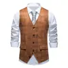 Colete Masculino Retro Europeu e Americano com Lapela em Camurça Estampada, de Botão Único, Multicor, Slim Fit, Roupa Masculina Transfronteiriça