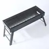 Grelha de Churrasco com Placa de Carbono, Grelha Deslizante, Máquina de Churrasco Dobrável para Exterior com Gaveta para Carvão, Churrasqueira a Carvão para Exterior