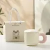 Caneca de leite-fufu para dropshipping com tampa e colher, caneca de café de cerâmica fofa de alto valor para meninas, adequada para casais e uso no escritório
