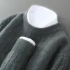 Suéter 100% Lana Pura para Hombre, Cuello Redondo, Tejido, Cálido, Suave, Agradable para la Piel, Moderno, Casual, Capa Base