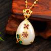 Luz de luxo imitação Bibi calcedônia Estilo nacional imitação 24k pingente de ouro moda feminina moda feminina celebridade ao vivo flor ao vivo colar de ouro de areia atacado