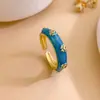 Anillo de Flor de Esmalte Estilo Vintage con un Diseño Sencillo y Elegante, Anillo Abierto Ajustable para Mujeres, Único y Moderno, No se Desvanece, Anillo Versátil