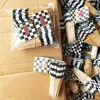 Bandeira de palito xadrez vermelho preto vermelho branco para decoração de festa de coquetel garfo de frutas festivo 100 frete grátis