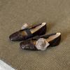 Versão Pele de Ovelha ~ Sapatos Solteiros de Bico Fino Flor Francesa Sapatos de Noite Novos de Outono e Primavera Femininos Combinação Total Mary Jane Sapatos Femininos