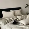 Conjunto de quatro peças em jacquard de cetim 100% algodão com 50 unidades, conjunto de cama de três peças simples de luxo leve em algodão puro, lençol de cama e capa de edredom