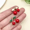 Liga de Zinco 3D Série de Frutas Cereja Vermelha Pingente Kit de Materiais para Acessórios de Joias Chaveiro Brinco DIY