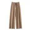 Pantalones de Pierna Ancha de Cachemira Pura para Mujer Otoño/Invierno 2026, Pantalones de Cachemira Tejidos Simples Versátiles, Pantalones de Pierna Ancha de Cachemira para Mujer