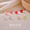 Aretes de botón estilo coreano frescos y elegantes de resina color dopamina y plata pura S999, nuevos aretes de moda 2026 al por mayor