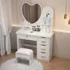 Tocador minimalista moderno para dormitorio, tocador pequeño con espejo para apartamentos de alquiler, escritorio de maquillaje de princesa