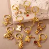 Brincos Pingente Urso Dinossauro Nova Moda Europeia e Americana High-End DIY Aço Inoxidável Banhado a Ouro 18K Brincos Criativos para Mulheres