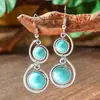 Aretes de Turquesa Europeos y Americanos Nuevos Aretes de Borla Bohemios Aleación Geométrica Retro Elegante Exagerada Joyería para la Oreja