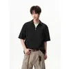 Verão 2026 Novo Estilo Urbano Masculino Moda Urbana Camiseta Fashion Cityboy Retrô Meia-Zip Camiseta