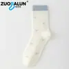 Calcetines Zobalen con Lazo Color Block para Mujer, Primavera y Otoño, Calcetines de Media Pantorrilla a la Moda Estilo Ins, Estilo Universitario Japonés para Niñas