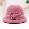 Sombreros para mujeres de mediana edad y ancianas, sombrero cálido de invierno para mamá, grueso con terciopelo, sombrero tipo cubo para personas mayores, abuela, sombrero de lana tejido para señora mayor