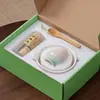 Juego de Cerámica para Tazón de Matcha Estilo Japonés para Preparar Matcha, Batidor de Bambú, Pincel de Matcha, 100 Púas, Caja de Regalo Ceremonia del Té Dinastía Song
