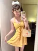 Dulce Girly Puro Deseo Pequeña Fragancia Conservador Falda Flor Tridimensional Pecho Pequeño Vacaciones en Aguas Termales Traje de Baño Traje de Baño para Mujer