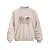 Sudadera con cuello redondo y estampado de letras retro americano, corte holgado para hombre, adecuada para primavera y otoño, peso pesado de 400G, acabado lavado desgastado