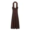 Ropa de Mujer para Exportación Europea y Americana Transfronteriza Aliexpress Popular Verano Elegante Multicolor Halter Cuello en V Satín Falda Larga
