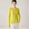 Cardigan de Cashmere 75% Seda 25% Suéter Feminino Gola Redonda Fino Versátil Malha Solta Peça de Outerwear