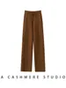 Novedad Otoño/Invierno Pantalones de Cachemira para Mujer Pantalones Gruesos de Cachemira de Pierna Ancha Adelgazantes Color Sólido Diseño con Costura Central con Cordón Pantalones Casuales