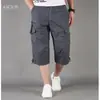 Pantalones Cargo Cortos Sueltos de Verano para Hombre con Múltiples Bolsillos, Pantalones Deportivos para Hombre al Aire Libre, Pantalones Casuales Juveniles de Algodón de Cintura Media, Modernos