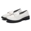 Mocassins Femininos com Solas Grossas, Novo Outono 2025 Estilo Britânico Sapatos Pequenos de Couro, Sapatos Baixos de Solado Plano, Sapatos Femininos de Tamanho Grande, Confortáveis com Salto Baixo