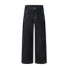 Jeans estilo retro americano JIAMU con costuras visibles, disponibles en colores crudo y azul oscuro, con costuras de contraste, corte holgado, diseño de pierna recta y estilo de pierna ancha