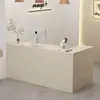 Balcão de caixa de canto estilo creme, pequeno balcão de recepção, balcão de recepção moderno simples para lojas de roupas, balcão em L