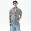 Novo suéter de tricô estilo old money para outono e inverno para homens, jaqueta cardigã de gola redonda, ombro normal, estilo casual, atacado de fábrica transfronteiriço