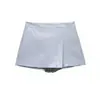 Comercio Exterior de Amazon Transfronterizo Más Vendido Ropa para Mujer Azul Claro Cuero Sintético Falso Dos Piezas Pantalones Cortos de Falda Cintura Alta Línea A Adelgazante Versátil