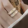Anillo de oro macizo con diseño de hierba Tang para mujer, con abertura interior, escritura, estilo chino, estilo retro nacional, anillo de comida para hombre