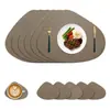 Jogo Americano de PVC Estilo Francês com Textura de Couro Bovino, Tapete de Mesa de Jantar Dupla Face, Jogo Americano de Couro em Formato de Gota para Utensílios de Mesa, Tapete de Isolamento Térmico, Porta-Copo