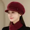 Sombrero de Lana de Conejo para Mujer Otoño e Invierno con Felpa Cálida para Personas de Mediana Edad y Mayores Protección Auditiva Protección contra el Frío Tejido Grueso para Exteriores