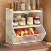 Estante de almacenamiento de cesta de verduras estante de almacenamiento de verduras de cocina cesta de almacenamiento de hierro forjado cesta de almacenamiento de encimera de frutas y verduras para el hogar
