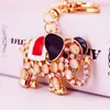Llavero creativo de elefante de cristal con incrustaciones de diamantes, llavero de animal, accesorios para bolso, colgante de metal, pequeño regalo