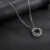 Nuevo Collar Colgante Anillo de Doble Capa de Circonita para Hombre, Joyería Personalizada de Lujo Ligero de Gama Alta, Accesorios de Moda, Sencillos y Versátiles