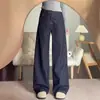 Pantalones anchos retro americanos de talla grande para mujer, versátiles y adelgazantes, con forro polar y diseño engrosado, jeans elegantes y modernos de estilo coreano