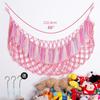 Red de juguetes transfronteriza con bolsillo de algodón tejido a mano para niños, bolsa de almacenamiento de juguetes con borlas de colores, hamaca colgante