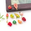 Amazon Handmade Pingentes de Frutas Esmaltados 3D Liga Metálica Morango Melancia Pimenta Milho Acessórios para Joias DIY
