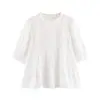Camisa Casual Francesa Elegante de Mujer Holgada con Pliegues y Adorno de Encaje, Estilo Europeo y Americano Transfronterizo, Nueva Moda 2026