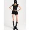 Shorts de Mezclilla Negros con Remaches de Tiro Bajo para Mujer, Nuevo Estilo Primavera 2026, Ajustados, Adelgazantes, Elásticos, Pantalones Cortos Muy Cortos