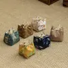 Bolsa de almacenamiento tejida de algodón y lino engrosada, bolsa para tetera, bolsa de tela portátil estilo chino resistente a caídas, adecuada para una tetera y cuatro tazas de té
