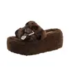 Pantuflas de alta gama, de suela gruesa, que aumentan la altura, mullidas, para mujer, otoño/invierno 2026, adecuadas para usar en exteriores, suaves y elegantes, pantuflas de peluche