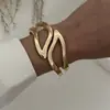 Pulsera Geométrica Exagerada con Cortes Personalizados Transfronteriza Europea y Americana Moda Industria Pesada Diseño de Nicho Aleación Fotosensible Pulsera