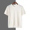 25 Anos Novo Verão Algodão Puro Masculino Gola Redonda Tricô Manga Curta Camiseta Rombo Recorte Pulôver Camisa Base Top