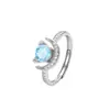 Anillo de Plata de Ley S925 para Mujer Citrino Natural Topacio Gato Lunar Anillo para Dedo Regalo de San Valentín Fuente Mayorista de Joyería de Plata