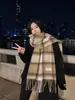 Bufanda Gruesa de Mohair con Degradado Ins Trendy Estilo Coreano para Mujer, Bufanda Chal Largo Cálido de Invierno Falso Cachemir