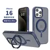 Funda para teléfono con soporte giratorio tipo piel para iPhone 17, Cubierta de metal magnética anti-caídas para Apple 16 Pro Max