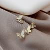 Pendientes de Perlas Pequeñas Elegantes de Lujo Ligero Aguja de Plata Geométricos Retro Ojo de Gato Flor Lazo Pendientes de Perlas Delicados